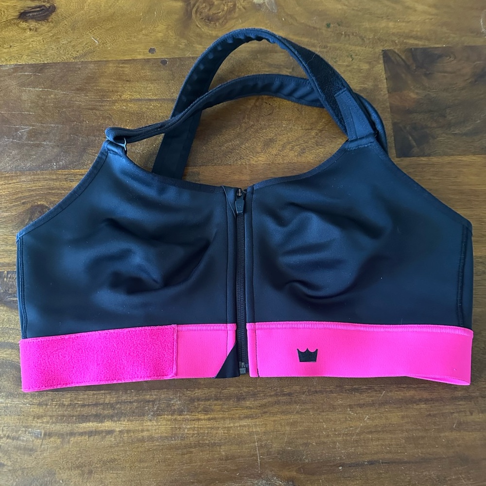 Shefit Black and Pink Women's high impact sports bra ladies size 2 luxe